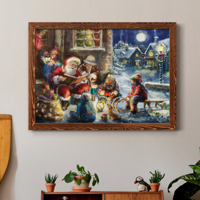 «Story Time Santa», reproduction d'art sur toile encadrée