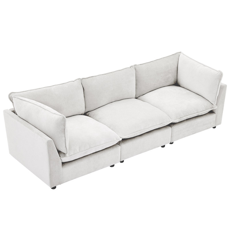 Eagan 106" 3 - Piece Modular Sofa, Chenille blanche