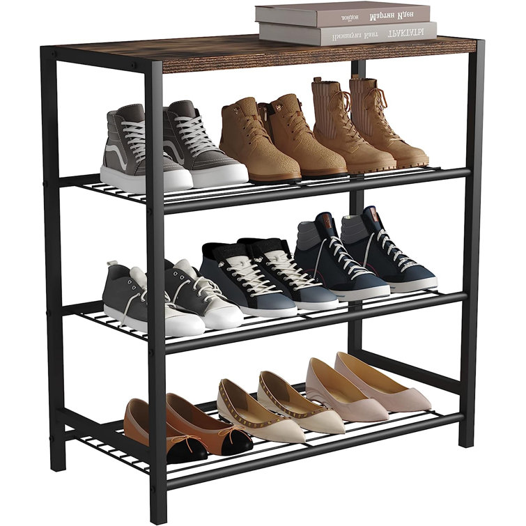 Kitsure 9-Tier Tall Shoe Rack for Closet - Shoe Organizer with Hook Rack,  Large-Capacity of 36-45 Pairs, Shoe Shelf for Entryway, Closet, Black