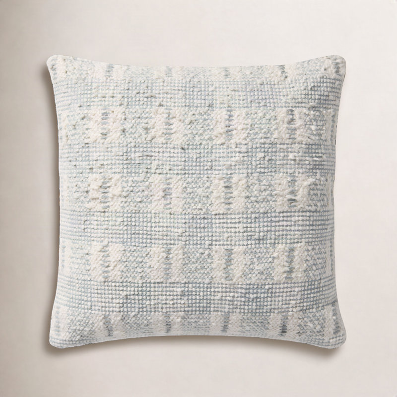 Loloi Throw Pillow, Ivory/Blue Geometric, Down