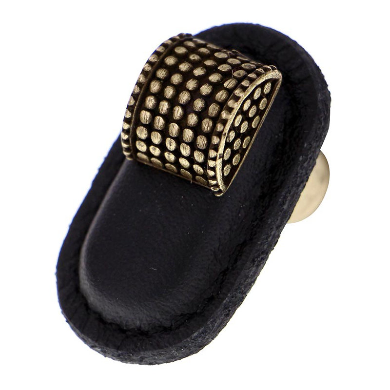 Tiziano Rectangular Knob, Black, Antique Brass