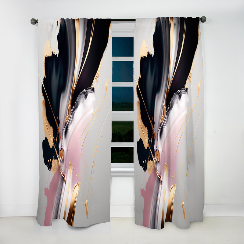 Alloro - Gold Black Transcending Complexity - Abstract Curtain - Velvet Room Darkening - 1 panel, 52" W x 84" L