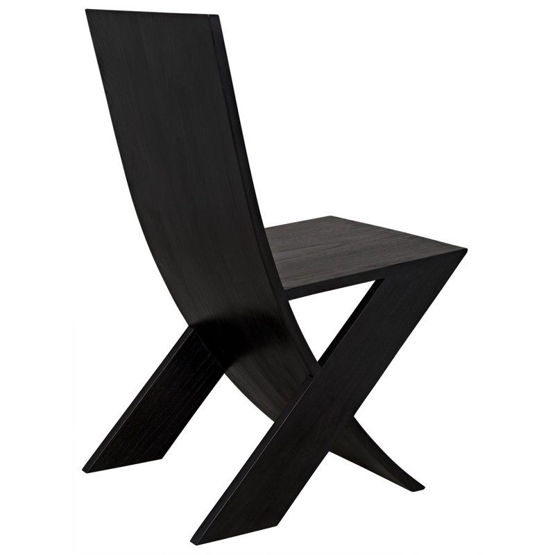Tech Solid Wood Dining Chair, Charcoal Black