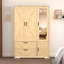 Garde-robe avec miroir, garde-robe à DEL avec portes et 2 tiroirs, armoire de rangement en bois avec tringle, tablettes réglables