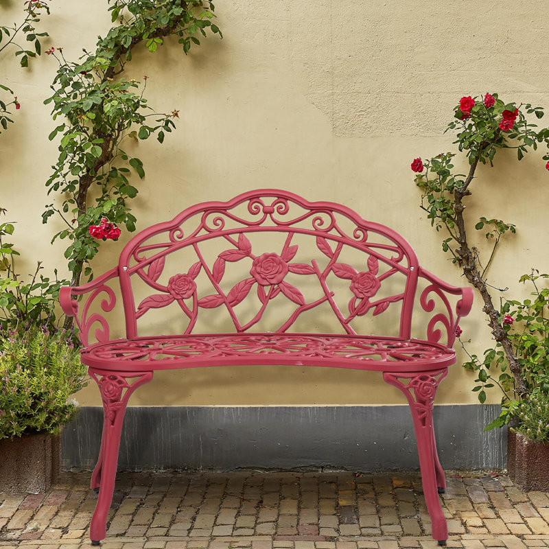 Lafave Aluminum Outdoor Bench, Reddish Brown