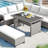 Modern 5 Piece Rattan Sectional Seating Group with Cushions-111721378-97840505