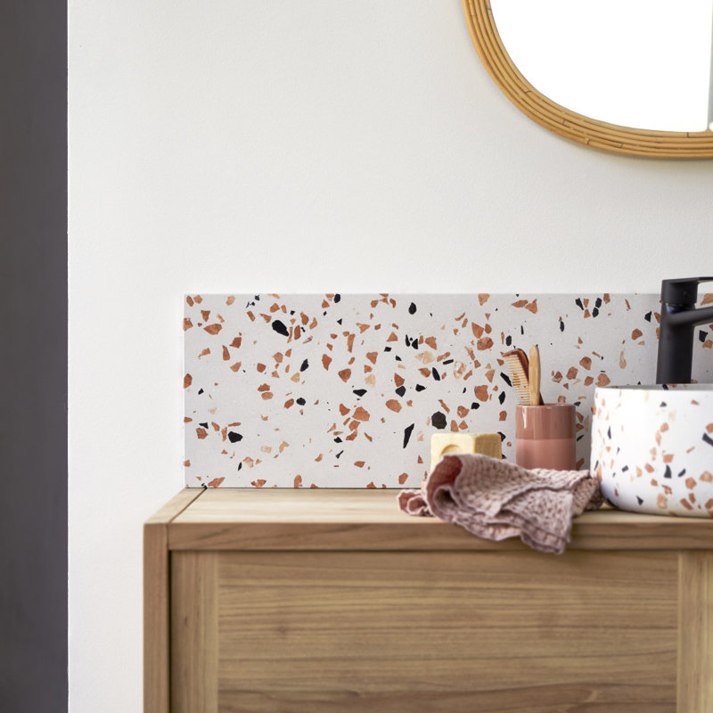 Ava Premium Terrazzo Bathroom Vanity Top, 145 cm x 25 cm, Brown