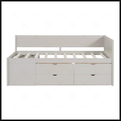 Twin Size Daybed With Drawers And Shelves, Gray, Space-Saving And Stylish Storage Solution For Modern Homes