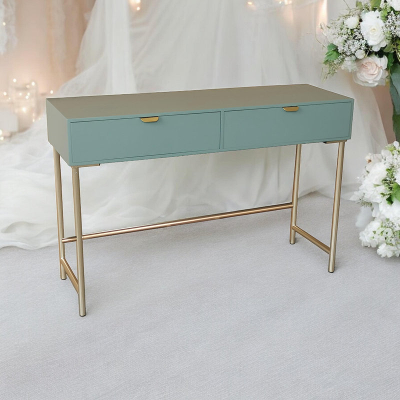 Agnela 120cm Solid Wood Top Console Table, Green