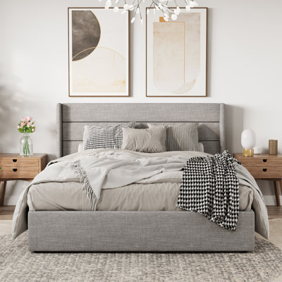 Braya Hydraulic Lift Up Storage Upholstered Platform Bed