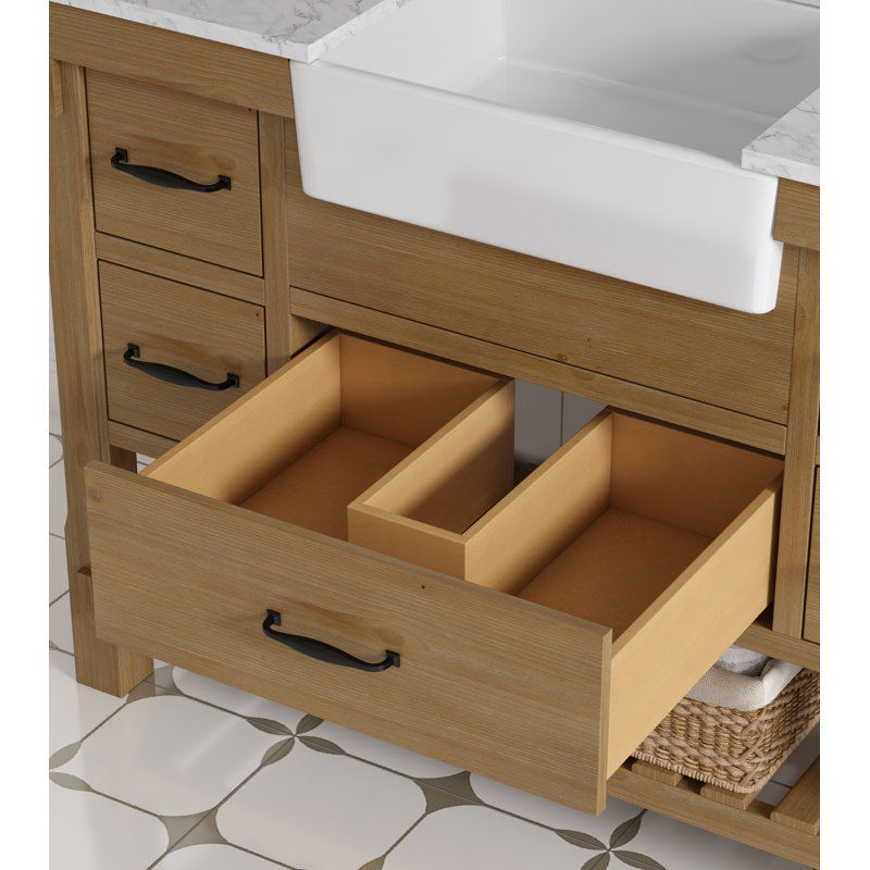 Maxbano Farmhouse 48" Single Bathroom Vanity With White Stone Sink