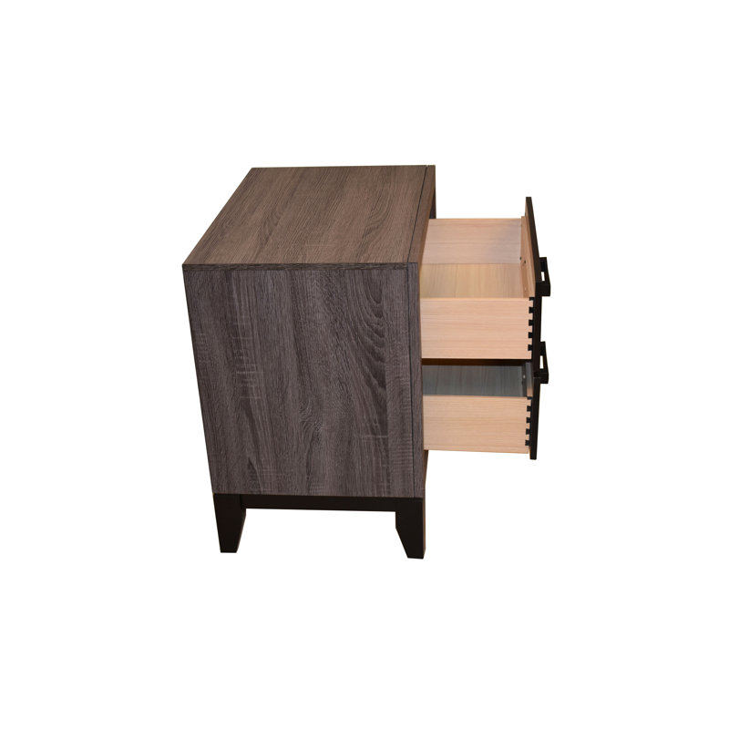 Ensemble de chambre à coucher grand 5 pièces en bois gris