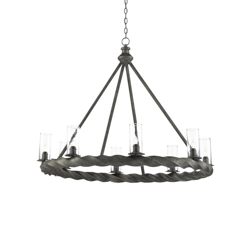 Lustre en roue de chariot à 8 lumières Orson