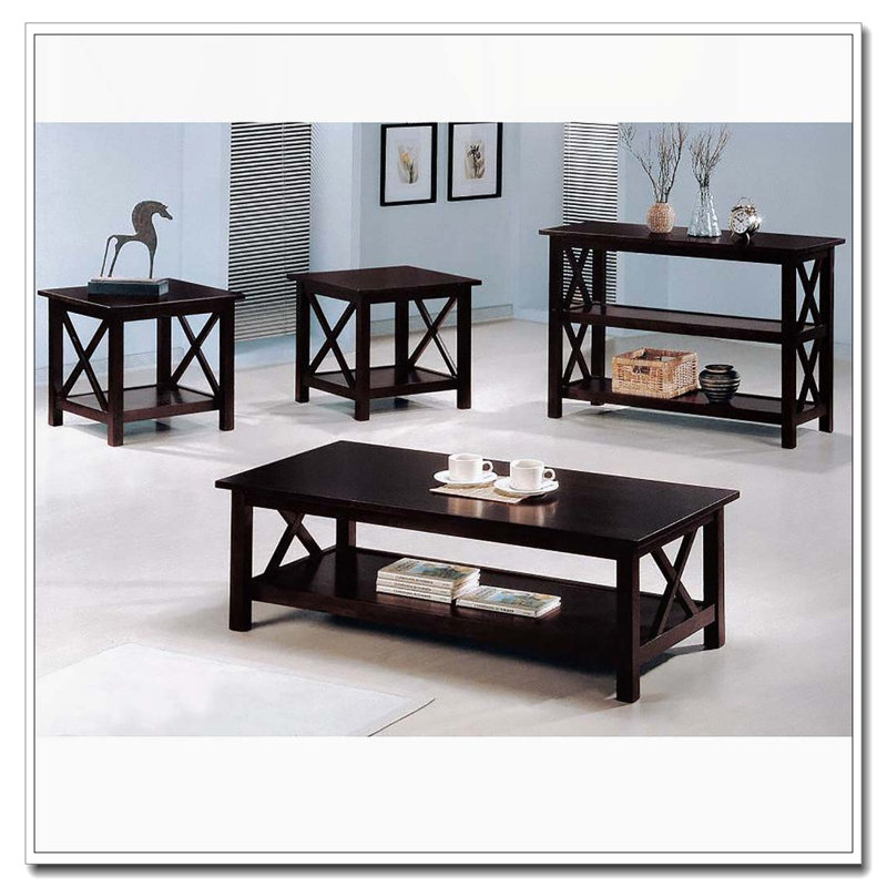 Ensemble de tables d'appoint 3 pièces Merlot foncé