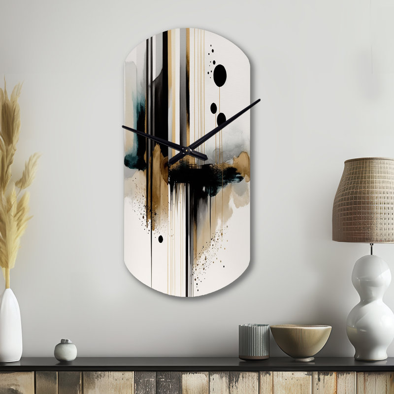 Thao Abstract Transitional Modern Shapes I - Horloge murale cylindrique en métal, Grand