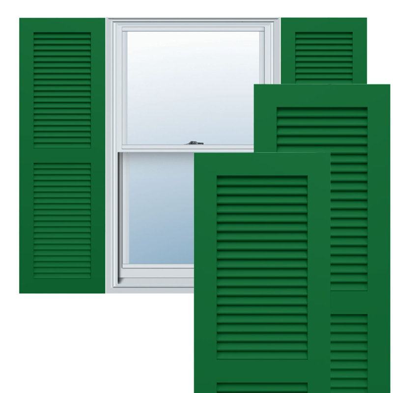 Deux volets à persiennes en PVC True Fit, Vert Guignet, 37", 15"