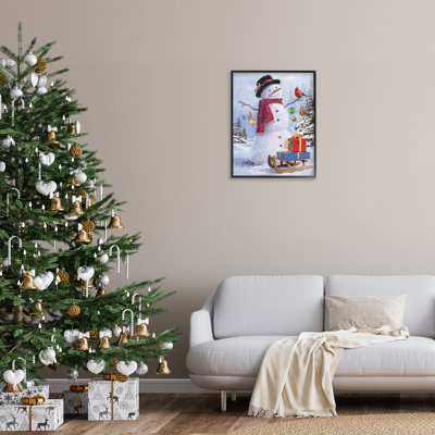 «Snowman With Gift Sled Single Frame Frame» par Jason Kirk sur toile
