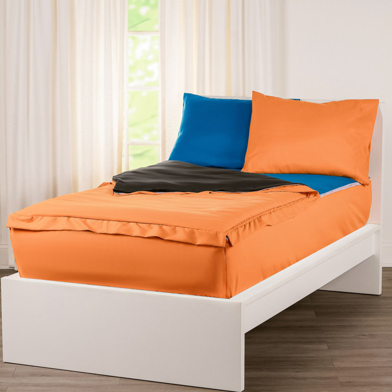  Bunkie Deluxe All-In-One Zipper Bedding Set, Twin, Orange