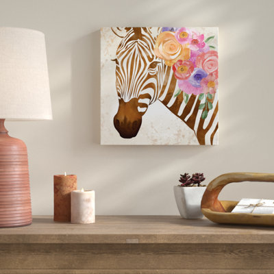 «Zebra with Flowers», impression sur toile tendue