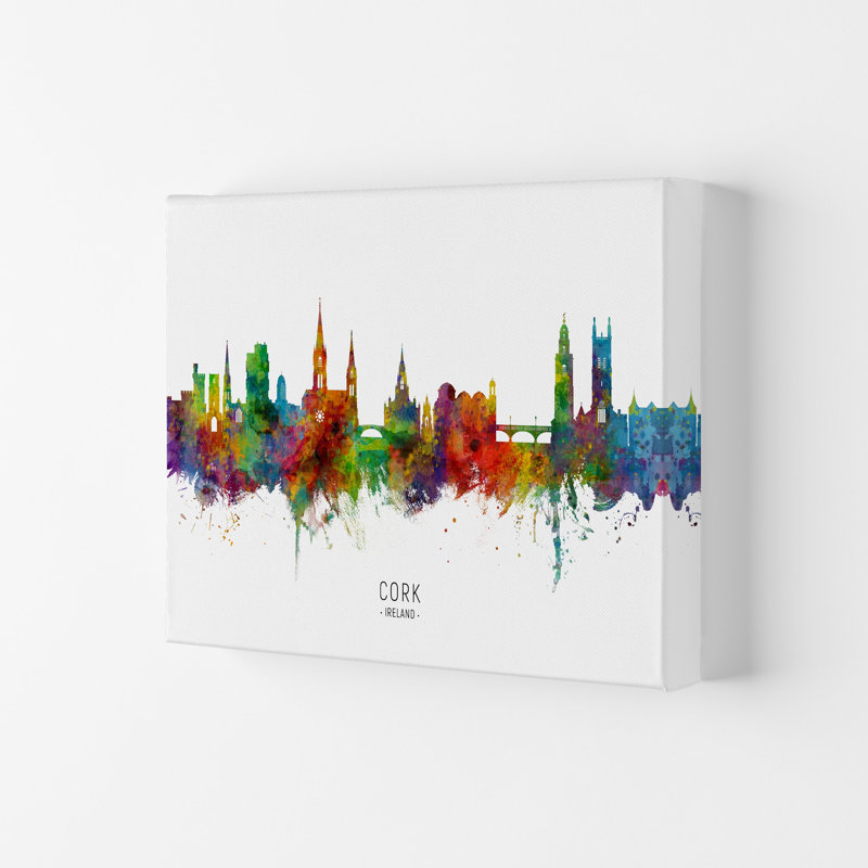 Cork Ireland Skyline by Michael Tompsett - Print, 59.4cm H x 84cm W x 4cm D, Wrapped Canvas