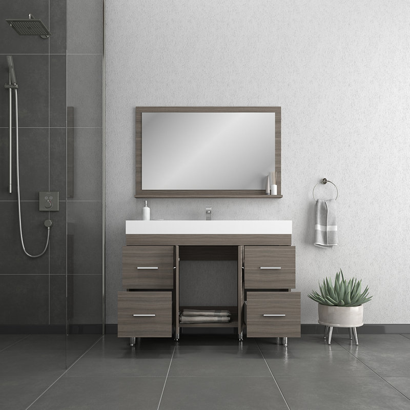 Ensemble de meuble-lavabo simple 48 po Roylynn, gris