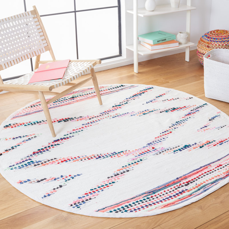 Tapis géométrique à tissage plat Montauk, Rond 6 pi