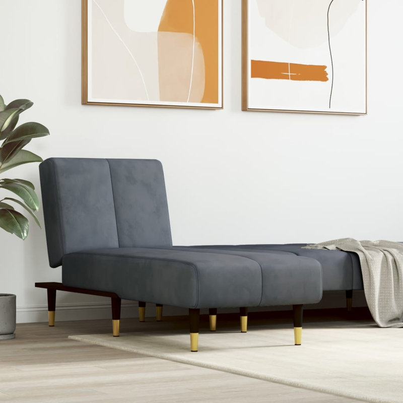 Chaise longue rembourrée Chilt, Velours gris foncé