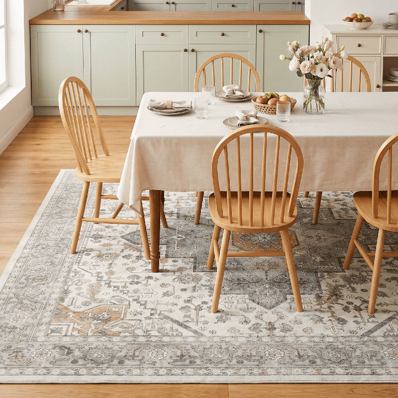 Tapis d'intérieur antidérapant lavable à la machine, Beige, 6'*9'