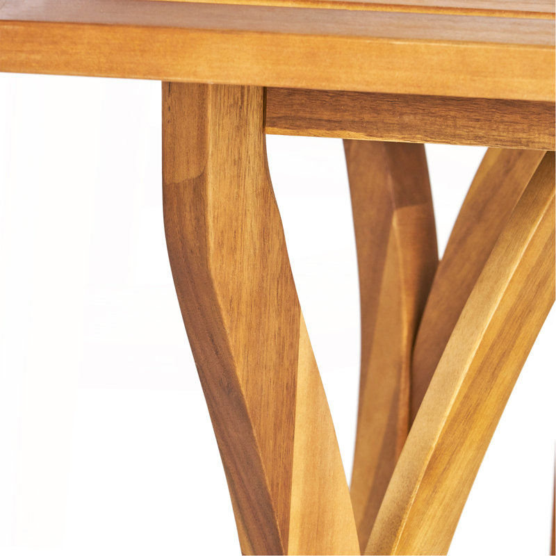 Table de salle à manger d'extérieur rectangulaire en bois massif 59 pouces, finition teck, Teck