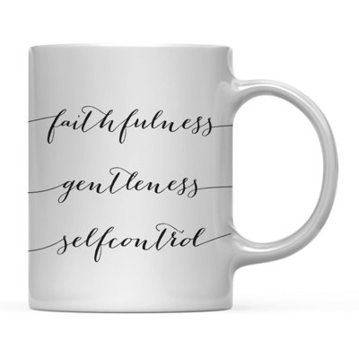 Bible moderne chrétienne noire versets 11 oz. Cadeau de tasse à café, Faithfulness, douceur, contrôle de soi, paquet de 1, cadeau d'anniversaire de Noël pour lui