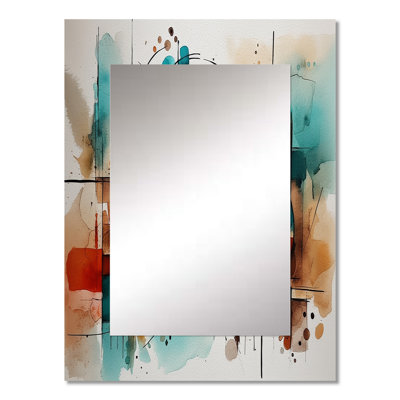 Orange Geometric Energy - Geometric Unique Wall Mirror, Orange Mirror, Printed Metal Art