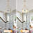 5 - Light Black Dimmable Modern Drum Chandelier With Textured Glass For Dining Room Or Living Room-2061904216