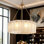Lustre tambour 6 lumières à abat-jour moderne avec verre texturé