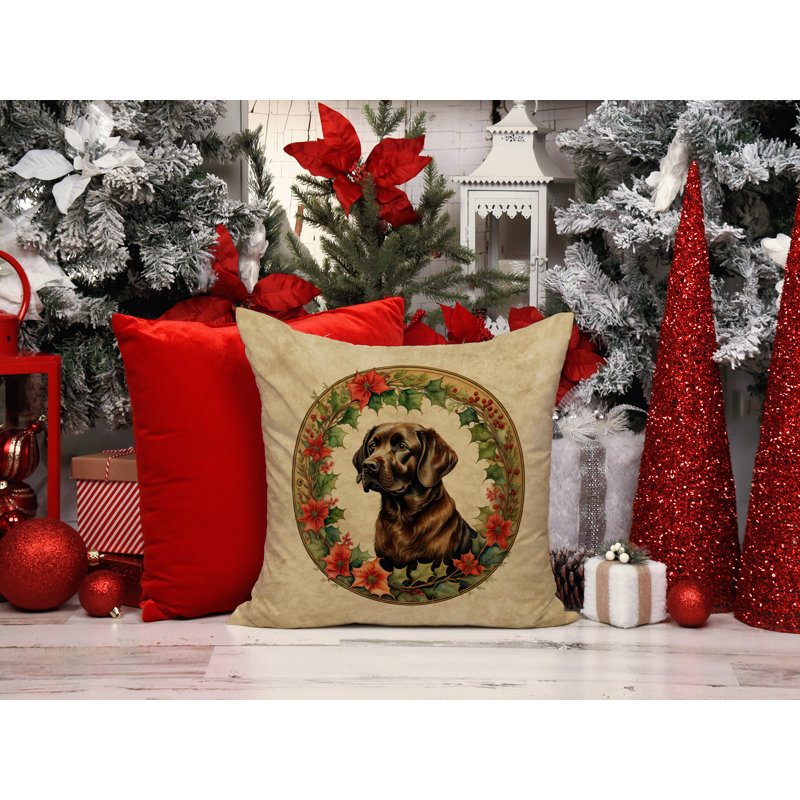 Coussin décoratif intérieur / extérieur en polyester Christmas, 14 po x 14 po, Carré