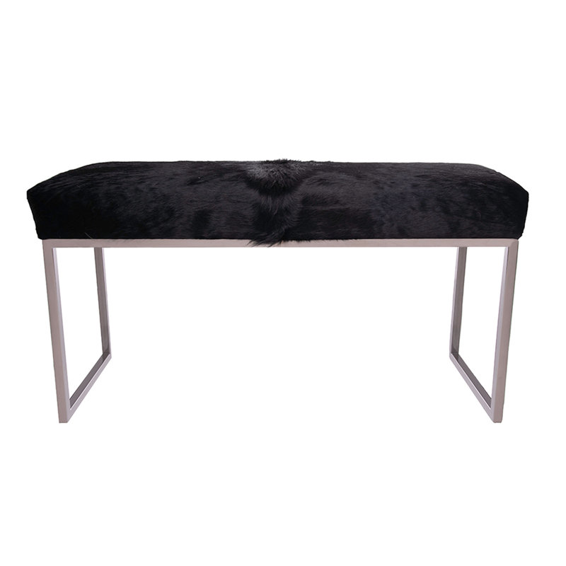 Banc rembourré en cuir de vache, Argent argent