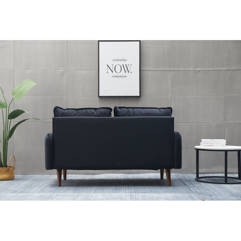 Abdur-Rasheed 58'' Velvet Loveseat, Black Velvet