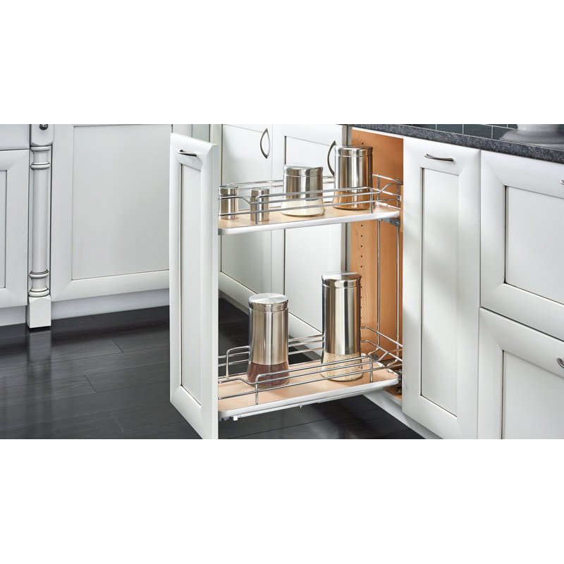 Rev-A-Shelf Two-Tier Sold Surface Pull Out Organizers with Soft Close, 7.25" W, Natural Maple