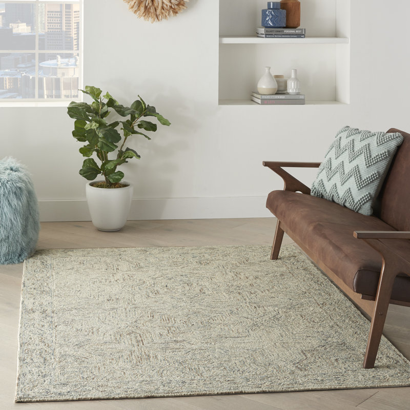Farhaad 5' x 7'6" Blue Ivory Bohemian Indoor Rug, Rectangle 5' x 7'6"
