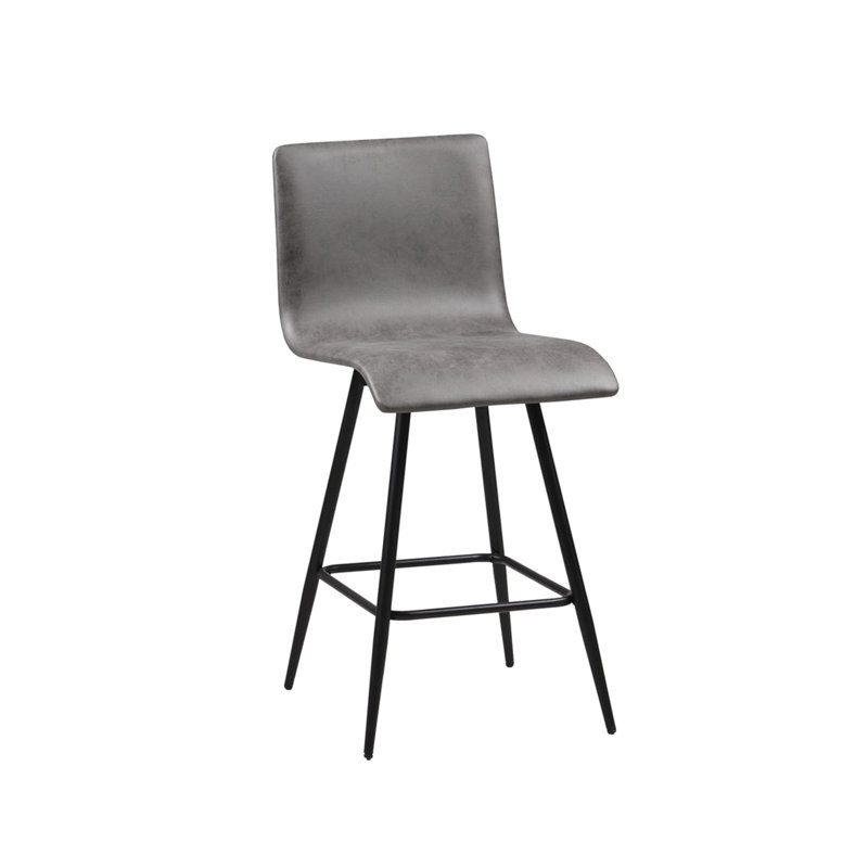 Tabouret de comptoir rotatif gris en similicuir avec base en métal, capacité de 300 lb, rotatif à 360 degrés requis pour l'assemblage de l'îlot de cuisine, hauteur du siège, gris, capacité