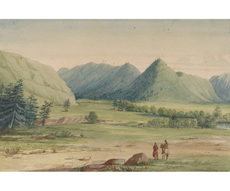 «Hell Gate - Entrance to Cadotte's Pass from The West» par John Mix Stanley - Art mural sur toile tendue avec châssis