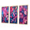 «Pink Blue Leafs Harmony», 3 pièces sur toile