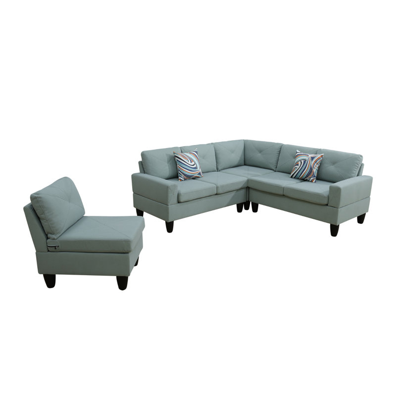 Canapé modulaire 4 pièces Gwenetta, Noir, Velours gris