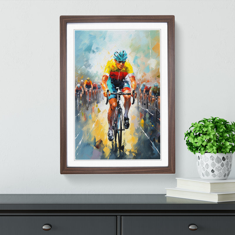 Tour De France Impressionism Framed Print, 34cm H x 25cm W x 2cm D, Walnut 