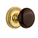 Rope Rosette with Brown Porcelain Door Knob