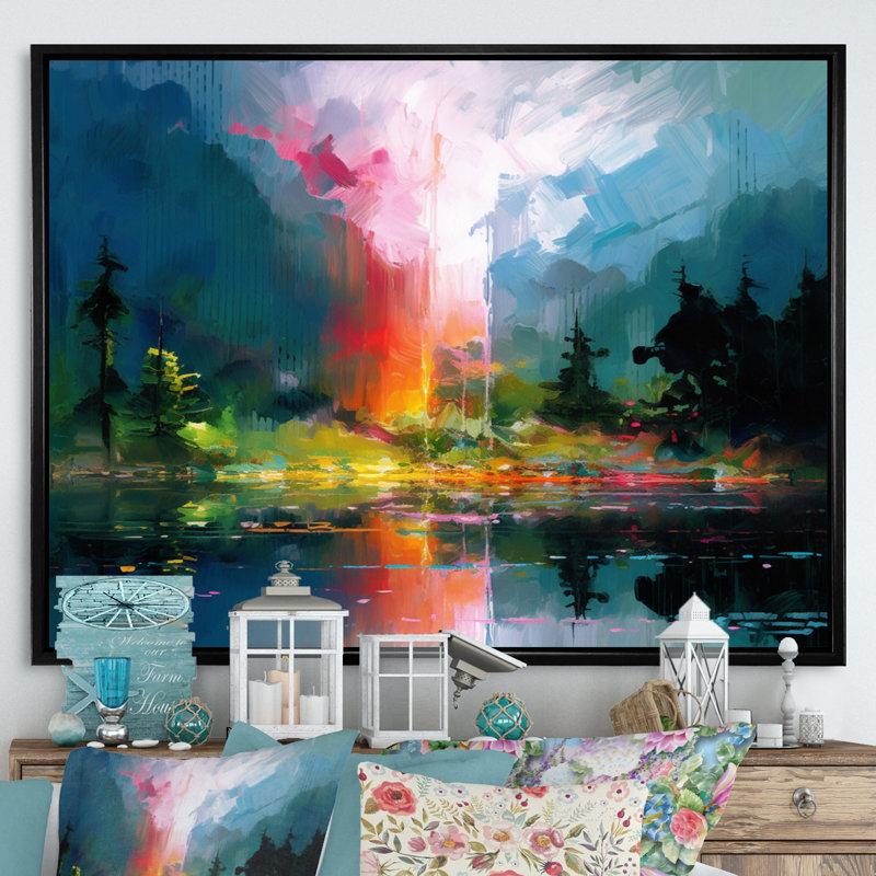 «Scenic Countryside I» sur toile, H 16 po x l 32 po x P 1 po, Cadre flottant noir
