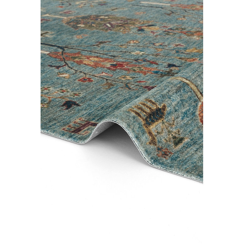 Piersten Floral Machine Made Indoor / Outdoor Area Rug, Rectangle 5'3" x 7'7"