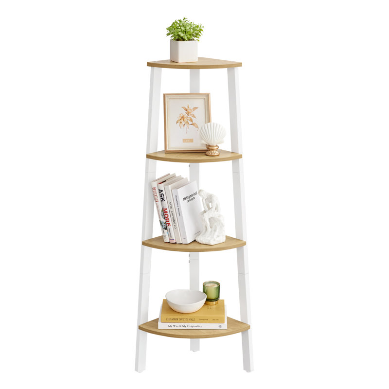 Rocco 125cm H x 34cm W Steel Corner Bookcase, Yellow/White
