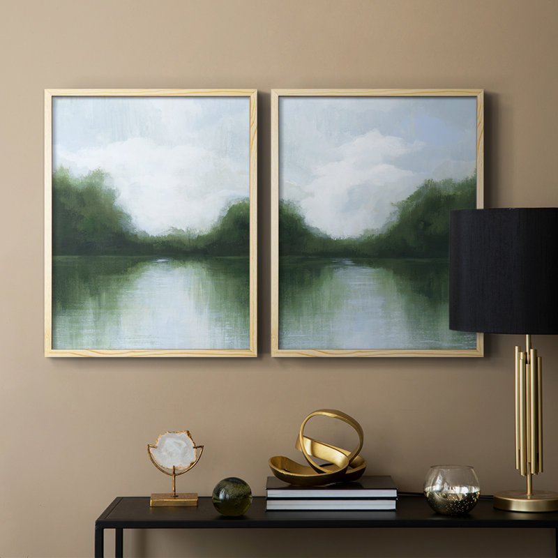 «Mossy Reflections I», reproduction encadrée de qualité supérieure - prête à être accrochée - aucun clou requis - aucun clou requis