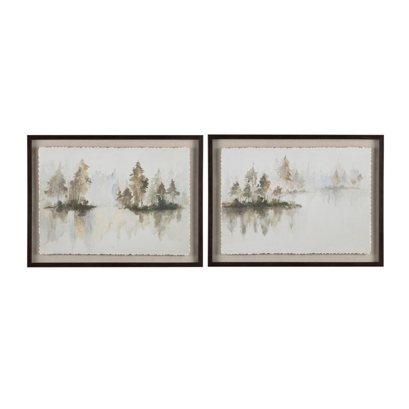 Sepia Silhouette 2-Piece Landscape Framed Paintings