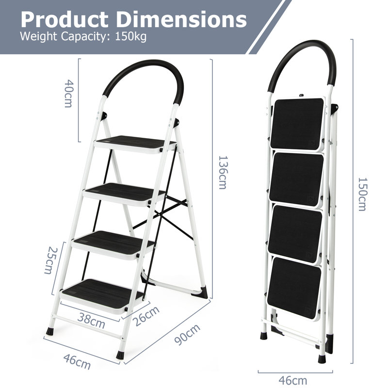 4 - Step Steel Lightweight Folding Step Ladder
